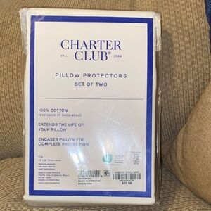 🤍NWT Charter Club 100% Cotton Pillow Protectors Set of Two